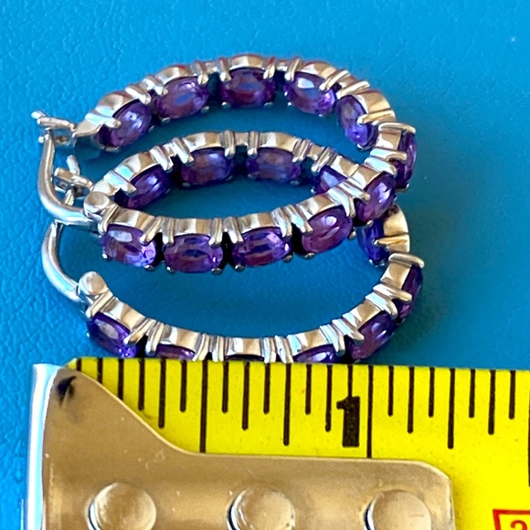 KHR or KRH sterling silver Amethyst inside out hoop earrings India - Picture 5 of 7